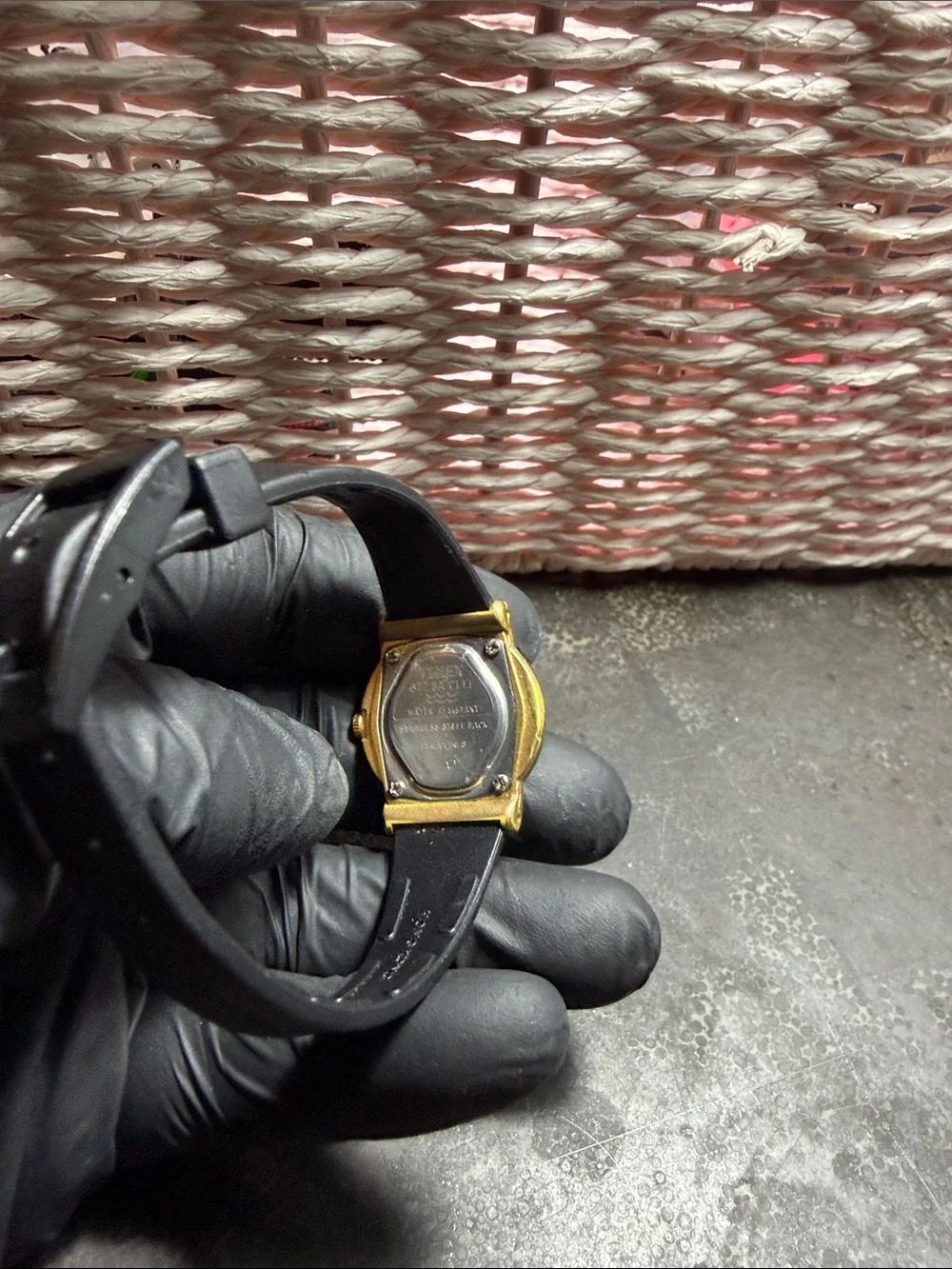 Gold-Tone Analog Wristwatch with Black Band